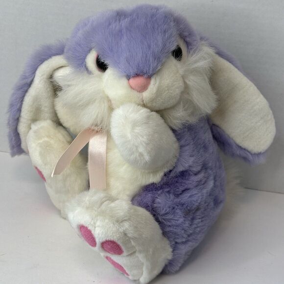 MTY International Plush Stuffed Bunny Rabbit Purple w/Pink Pads & Nose - Picture 6 of 7